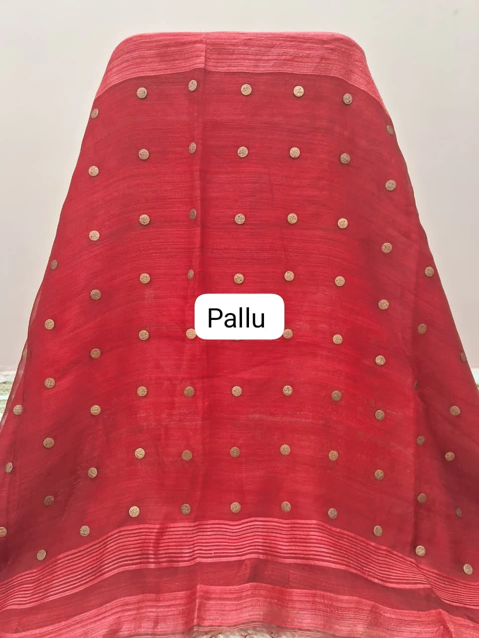 Dark orange pure Matka Silk Saree pallu