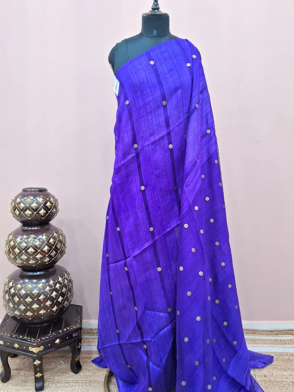 Royal blue pure Matka Silk Saree 