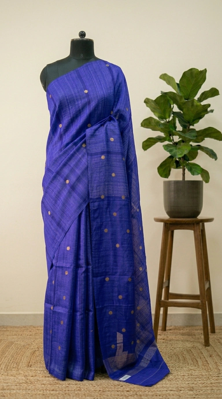 Royal blue pure Matka Silk Saree
