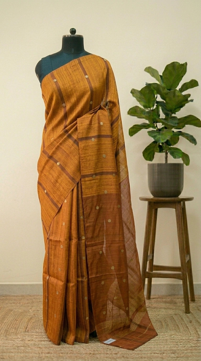 Mustard Yellow Pure Matka Silk Saree