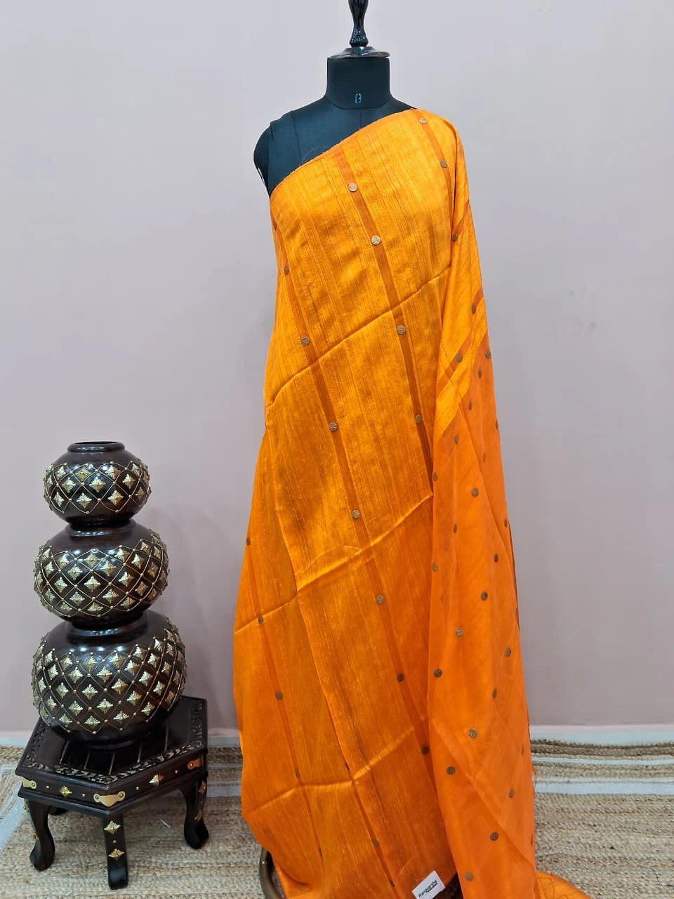 Mango Yellow Pure Matka Silk Saree 