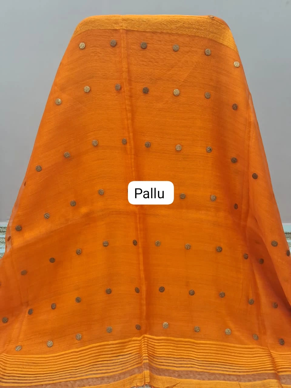 Mango Yellow Pure Matka Silk Saree pallu