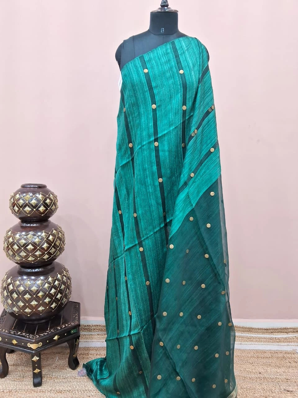 Rama Green Pure Matka Silk Saree 