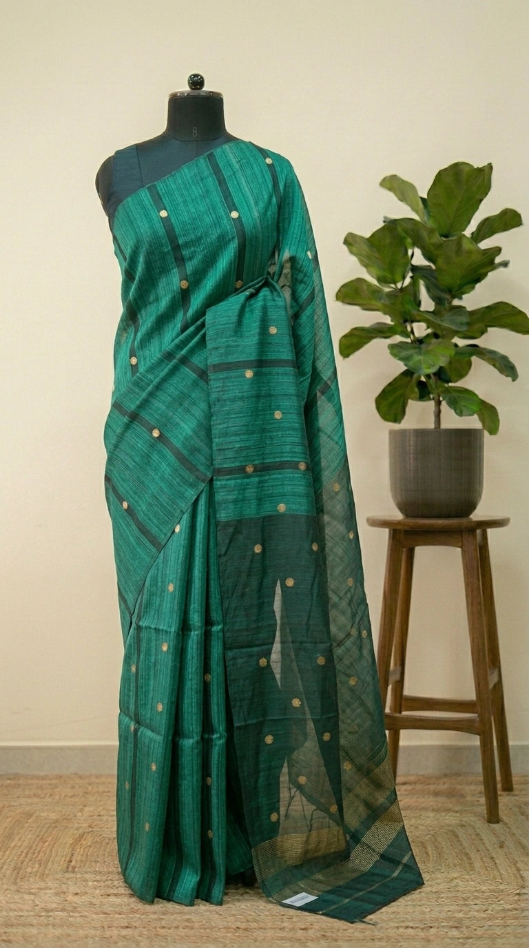 Rama Green Pure Matka Silk Saree