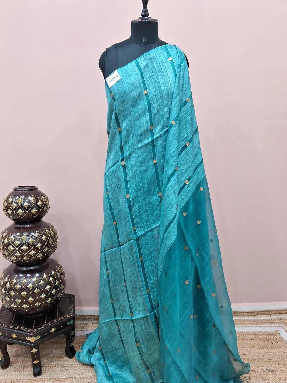 Sea Blue Pure Matka Silk Saree 