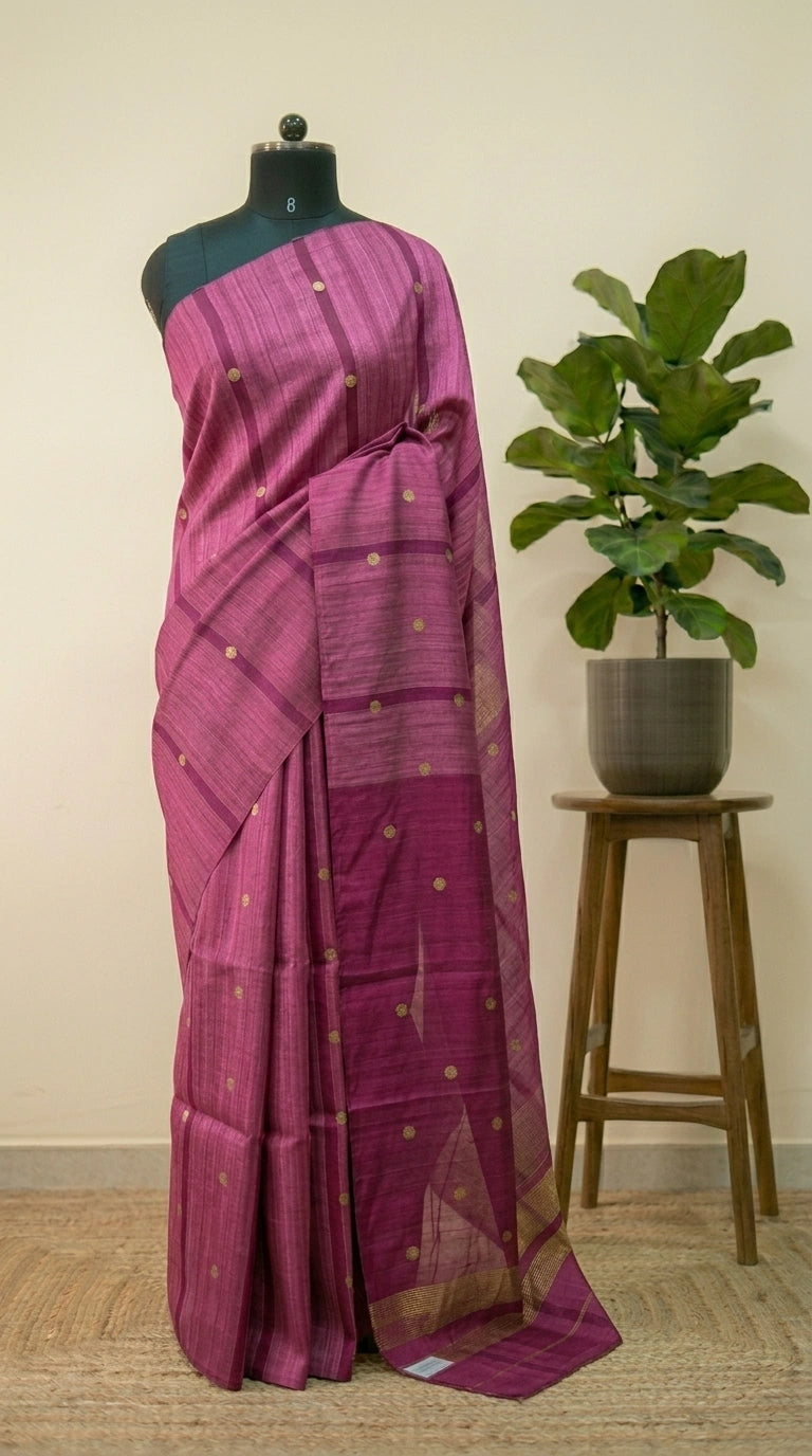 Onion Pink Pure Matka Silk Saree 