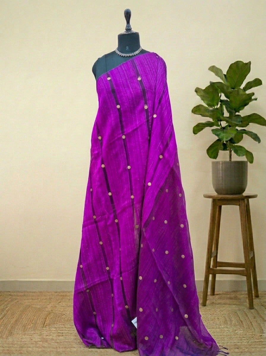Magenta Pink Pure Matka Silk Saree