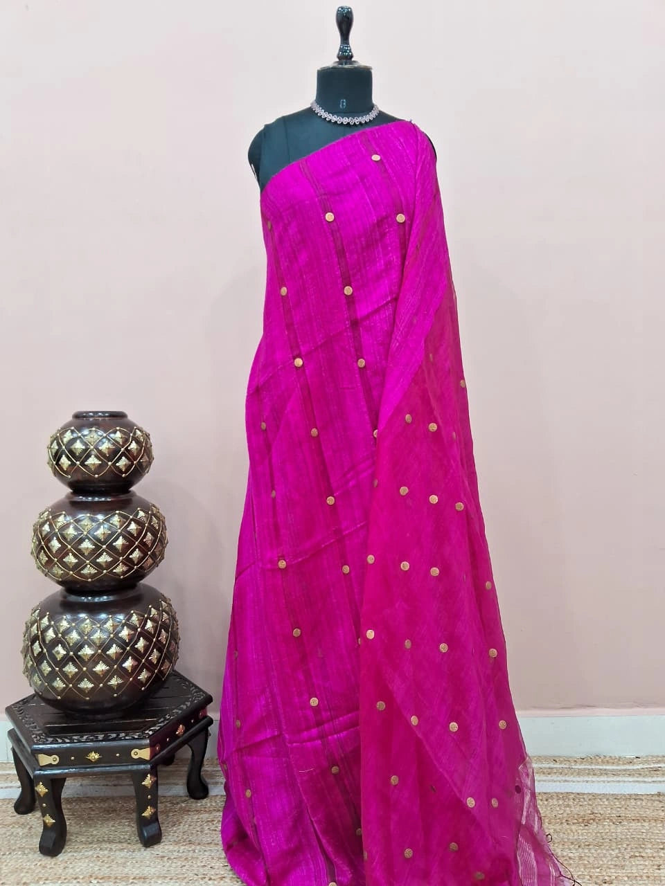 Rani Pink Pure Matka Silk Saree 