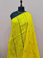 Lemon Yellow Pure Matka Silk Saree 1