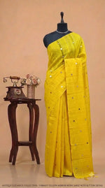 Lemon Yellow Pure Matka Silk Saree