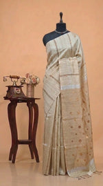 Beige Pure Matka Silk Saree