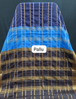 Dark Navy Blue Mysore Crepe Silk Saree pallu