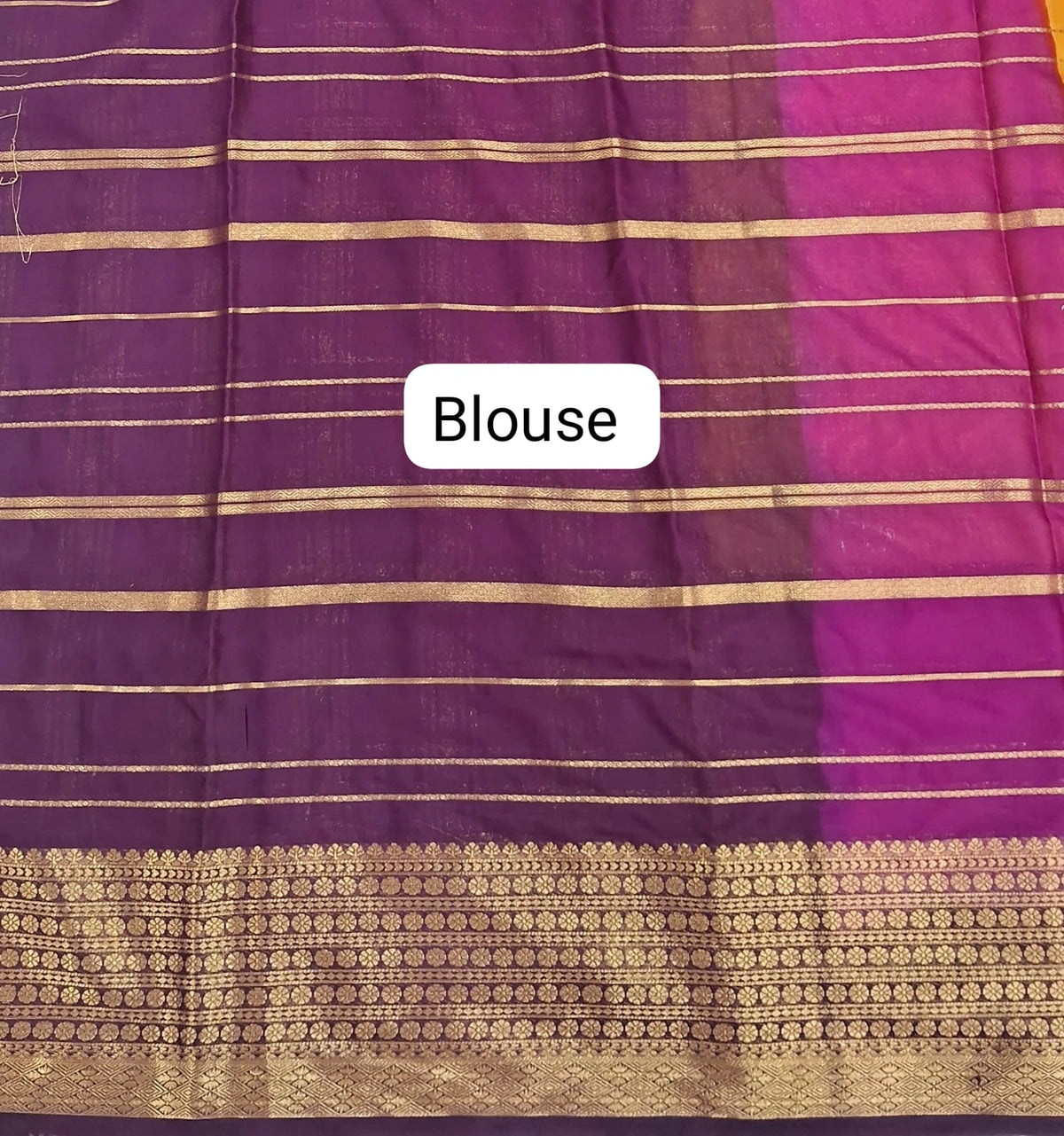 Mango Yellow Mysore Crepe Silk Saree blouse