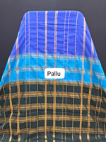 Cerulean Blue Mysore Crepe Silk Saree pallu