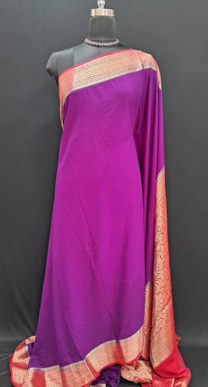Purple Mysore Crepe Silk Saree 