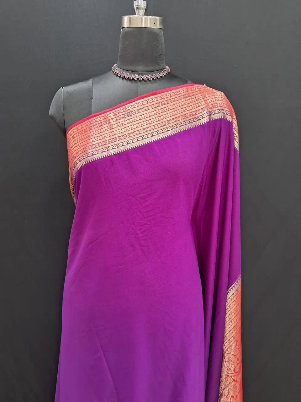 Purple Mysore Crepe Silk Saree 1