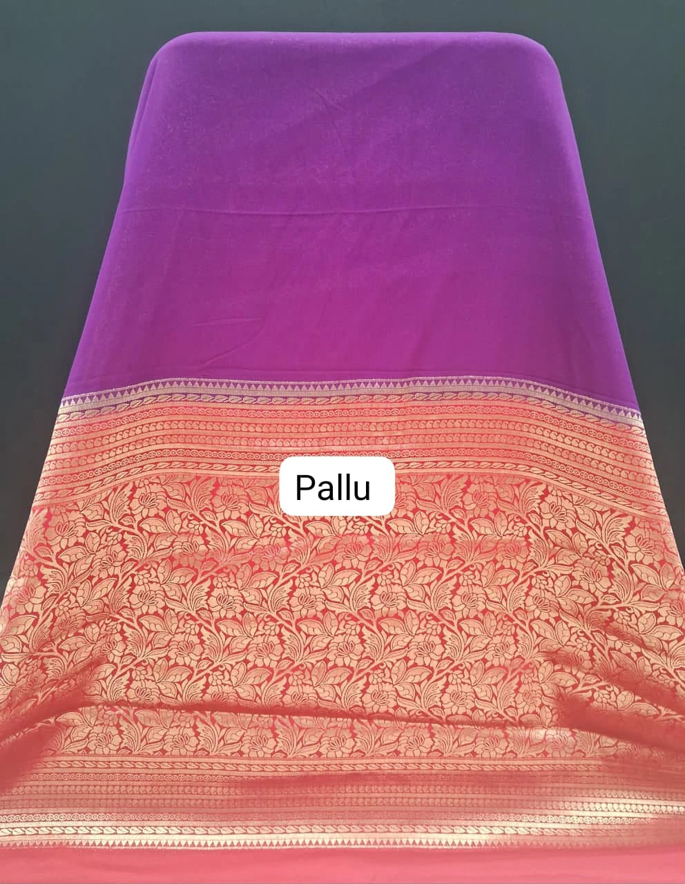 Purple Mysore Crepe Silk Saree pallu