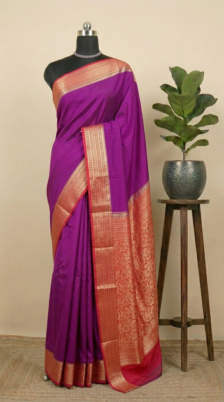 Purple Mysore Crepe Silk Saree 