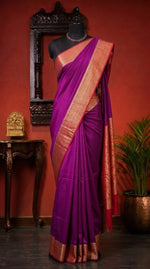 Purple Mysore Crepe Silk Saree 