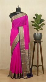 Rani Pink Mysore Crepe Silk Saree