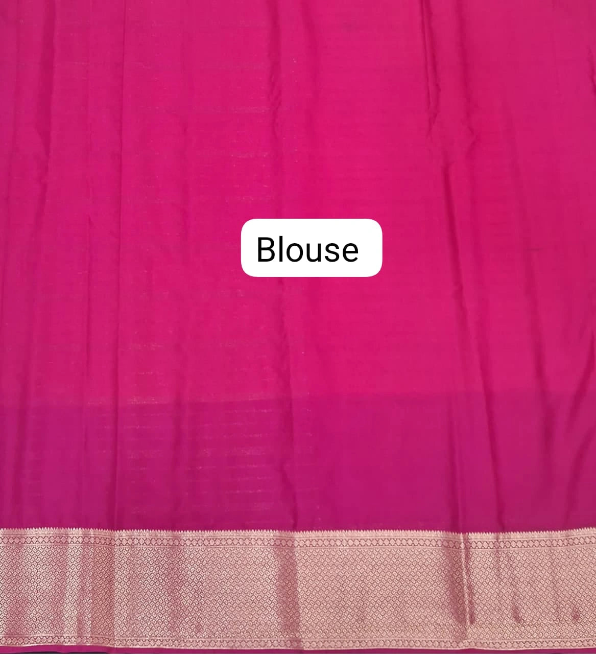 Orange and Rani Pink Pure Mysore Crepe Silk Saree Blouse