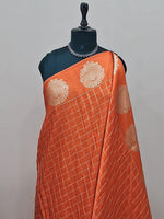 Dark Orange Mysore Crepe Silk Saree 1