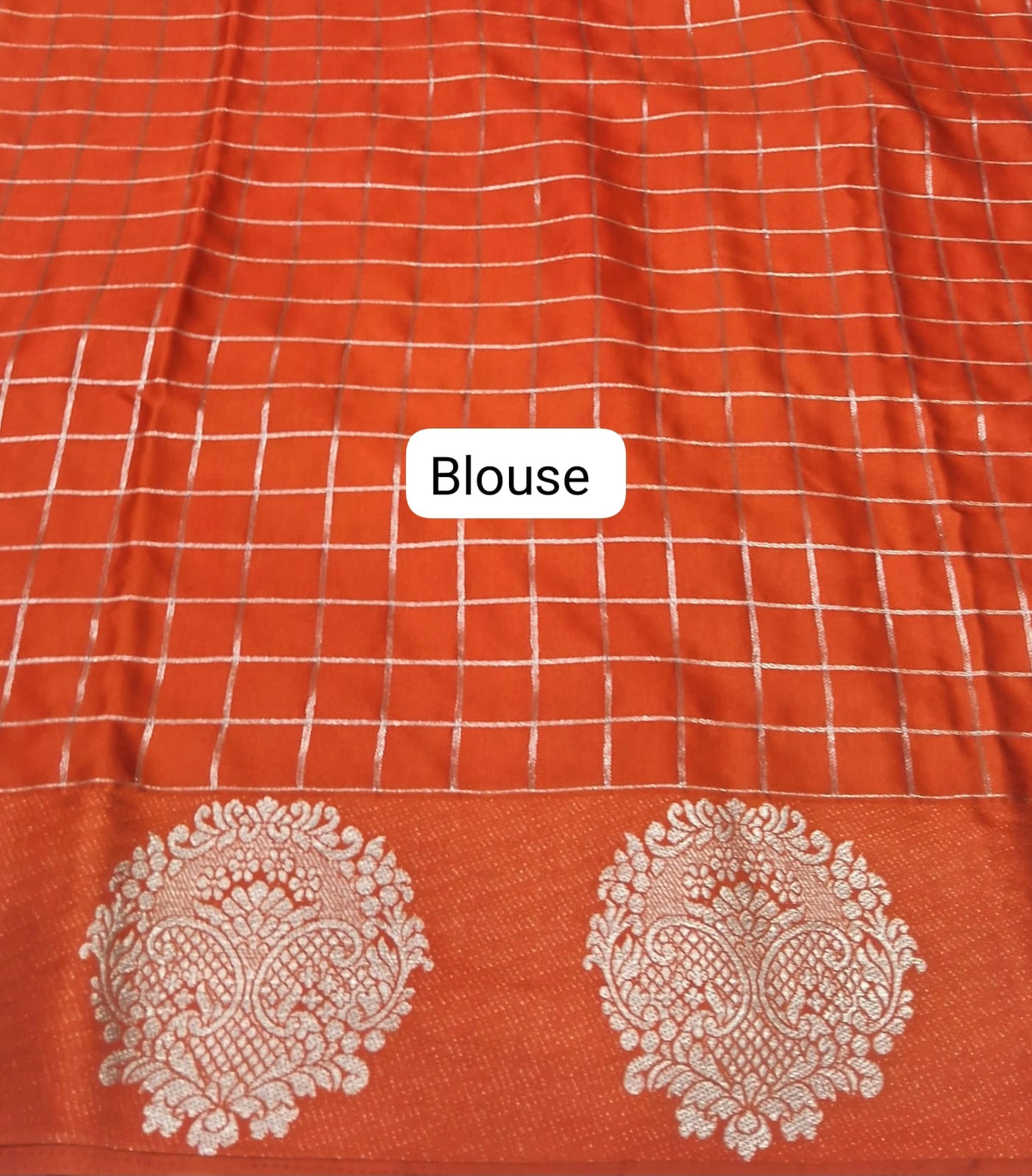 Dark Orange Mysore Crepe Silk Saree Blouse