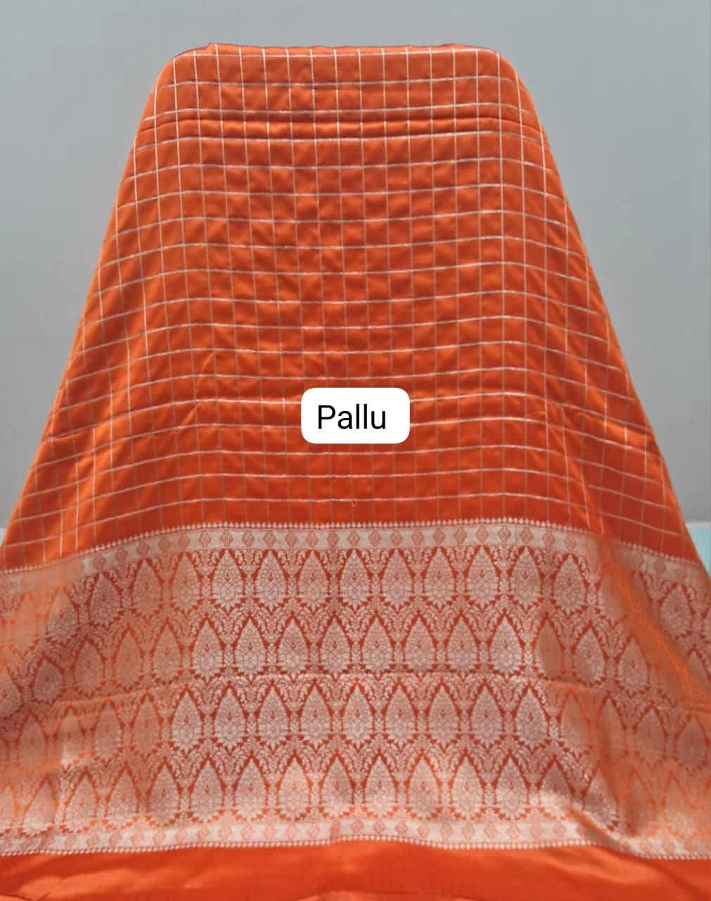 Dark Orange Mysore Crepe Silk Saree pallu