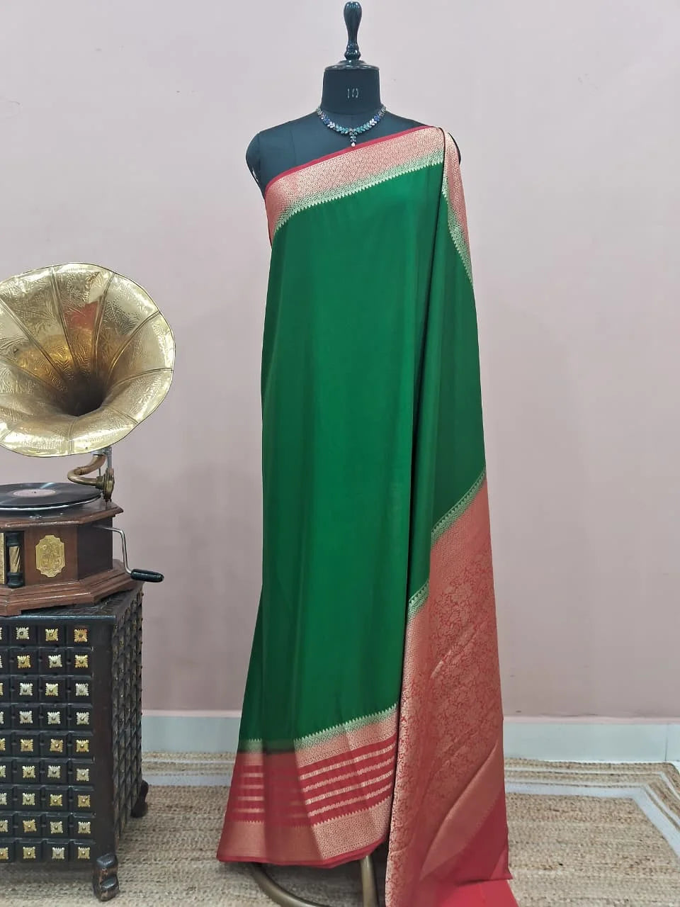 Green Mysore Crepe Silk Saree