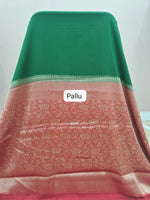 Green Mysore Crepe Silk Saree Pallu