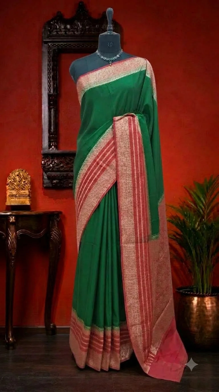 Green Mysore Crepe Silk Saree