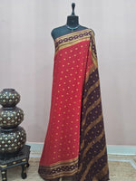 Dark Red Mysore Crepe Silk Saree