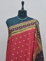 Dark Red Mysore Crepe Silk Saree 1