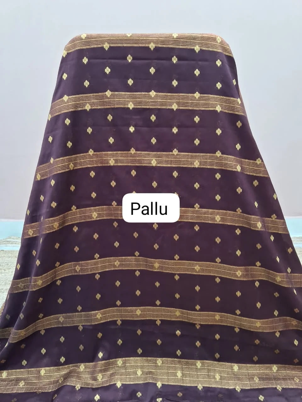 Dark Red Mysore Crepe Silk Saree pallu