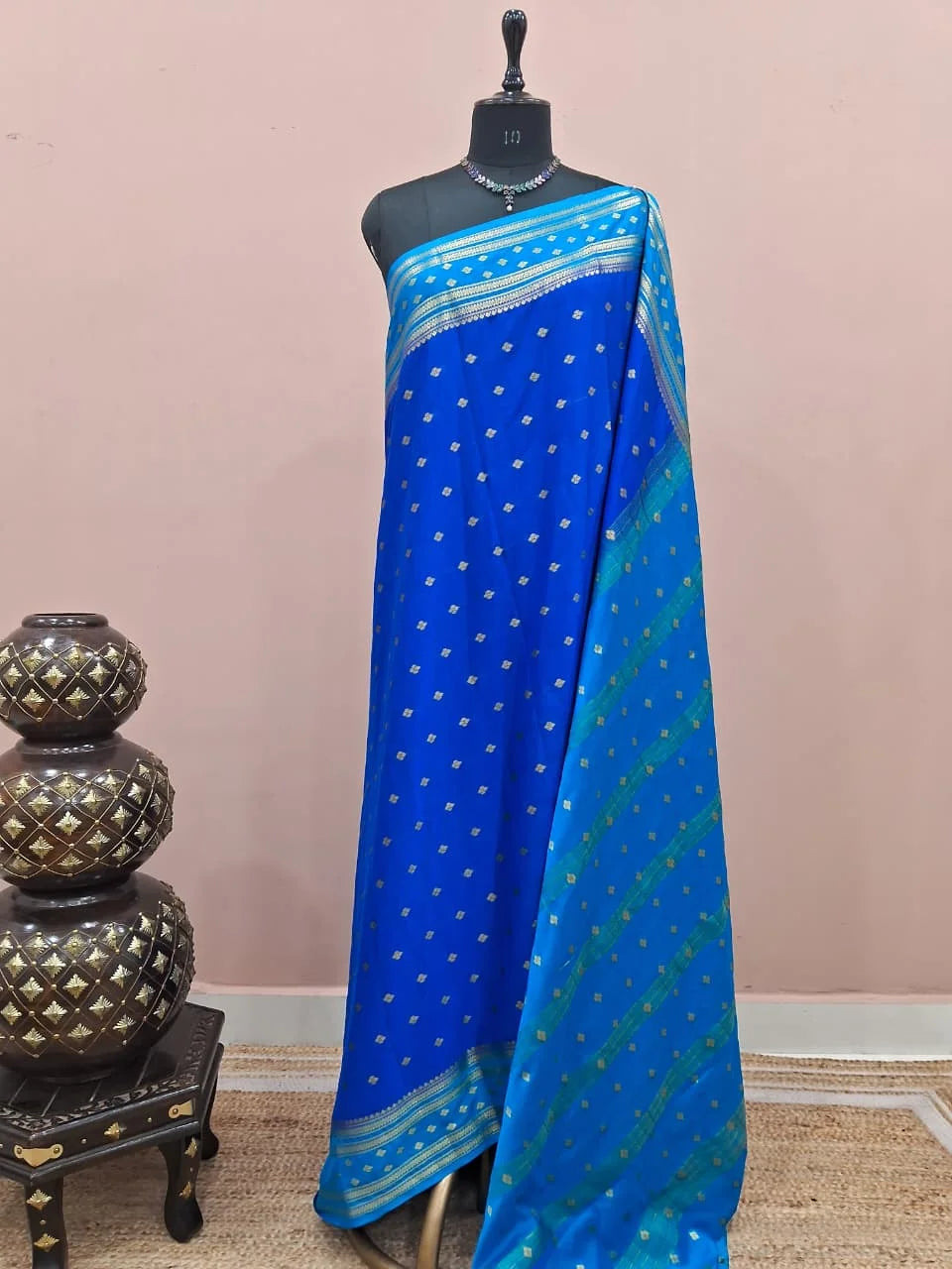 Royal Blue Mysore Crepe Silk Saree