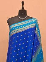 Royal Blue Mysore Crepe Silk Saree 1