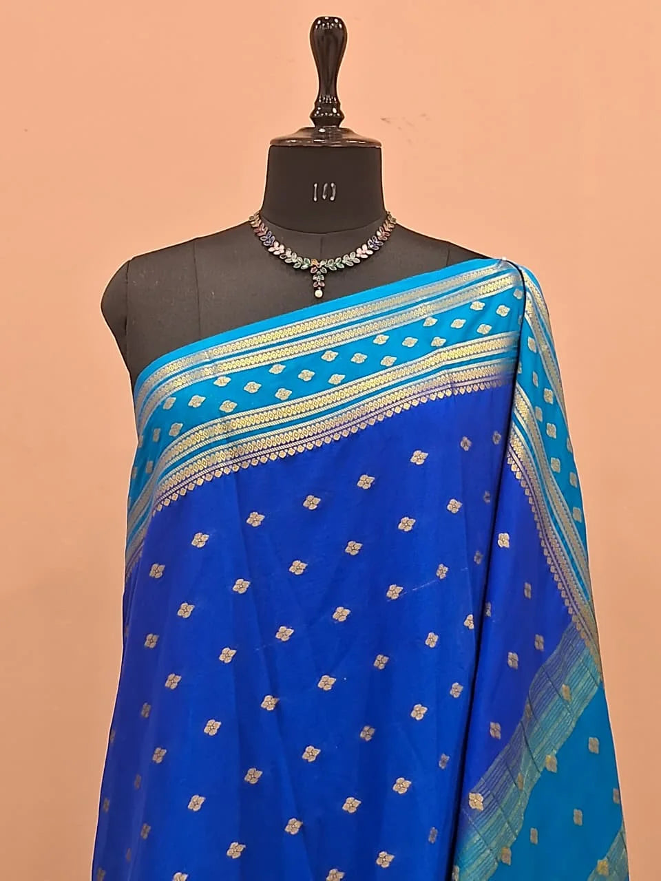 Royal Blue Mysore Crepe Silk Saree 1
