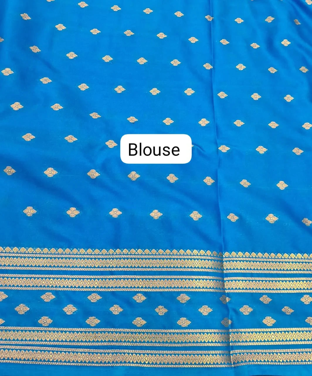 Royal Blue Mysore Crepe Silk Saree blouse