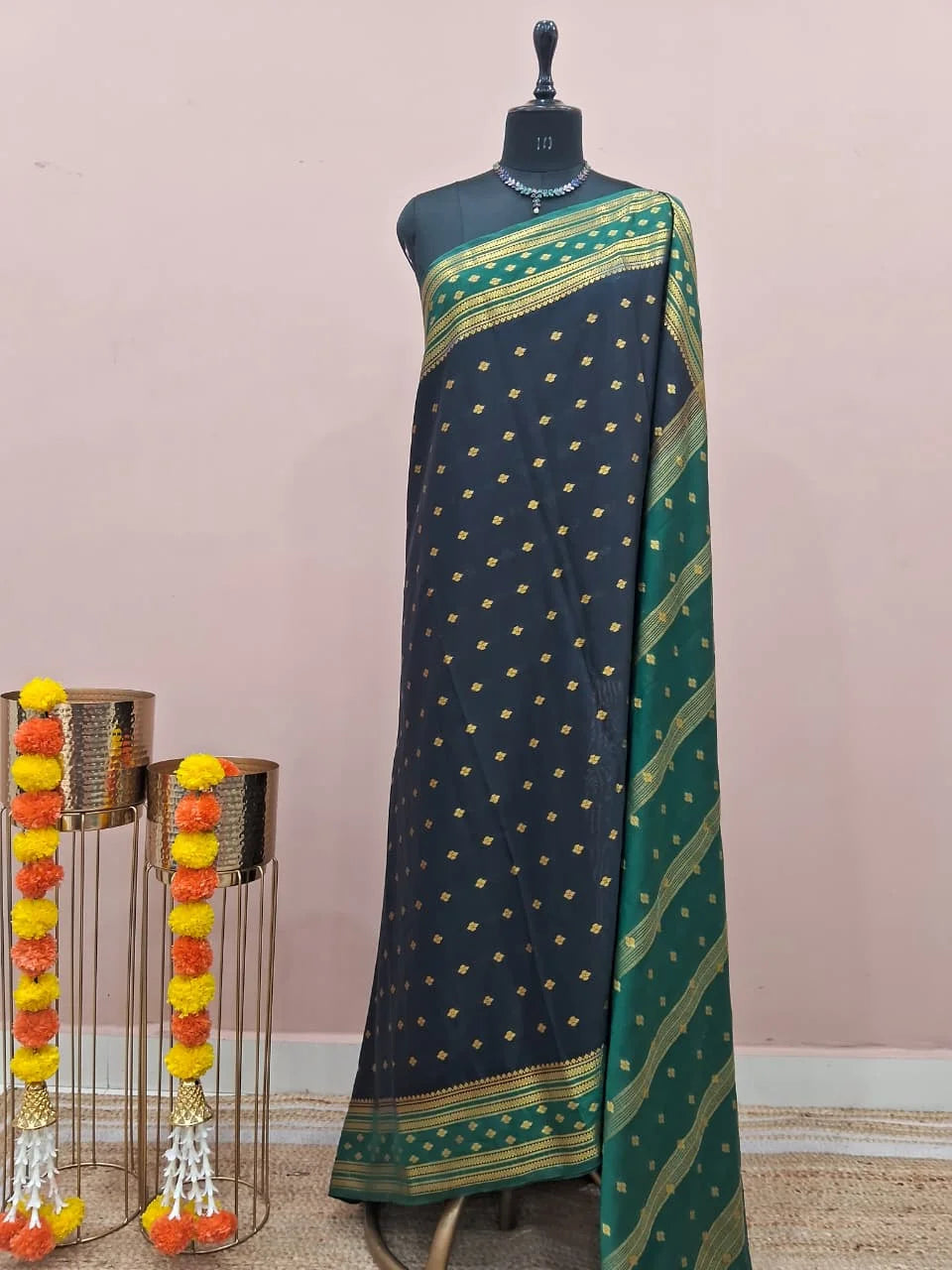 Black Mysore Crepe Silk Saree