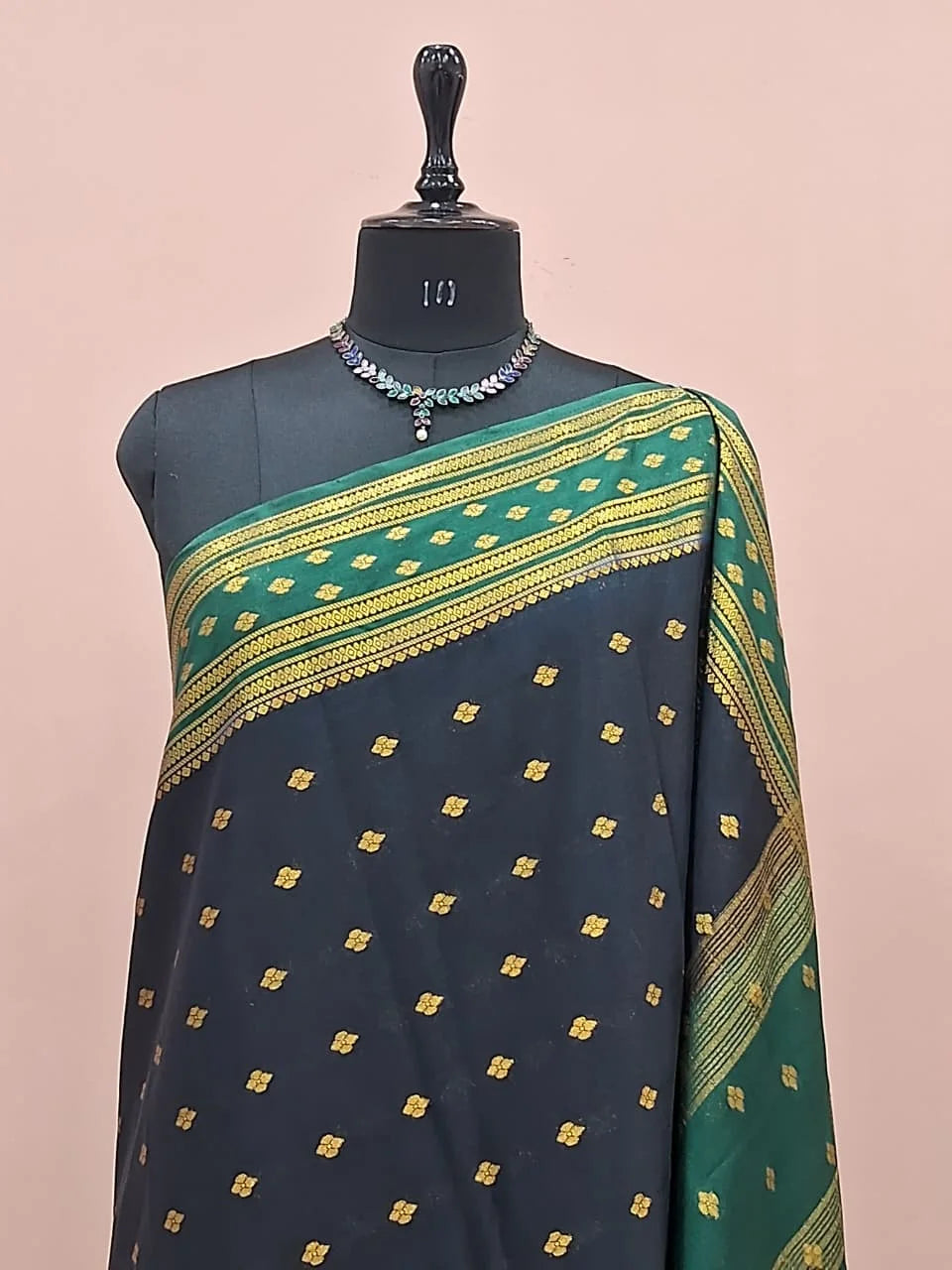 Black Mysore Crepe Silk Saree 1
