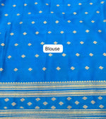 Caribbean Blue Mysore Crepe Silk Saree Blouse