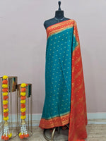 Marine Blue Mysore Crepe Silk Saree