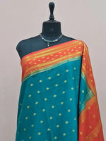 Marine Blue Mysore Crepe Silk Saree 1