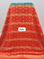 Marine Blue Mysore Crepe Silk Saree pallu