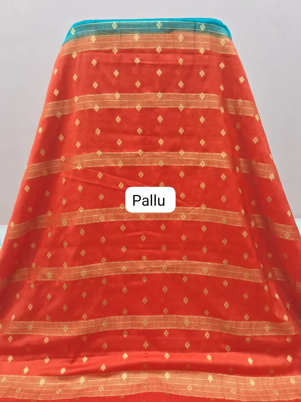 Marine Blue Mysore Crepe Silk Saree pallu