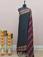 Pure Black Mysore Crepe Silk Saree 