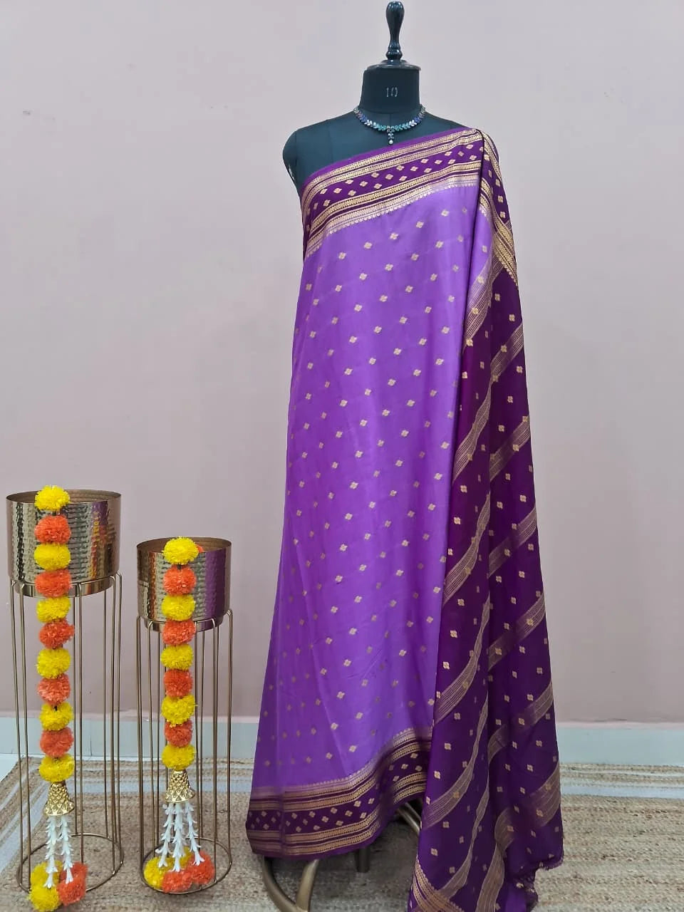 Lavender Mysore Crepe Silk Saree