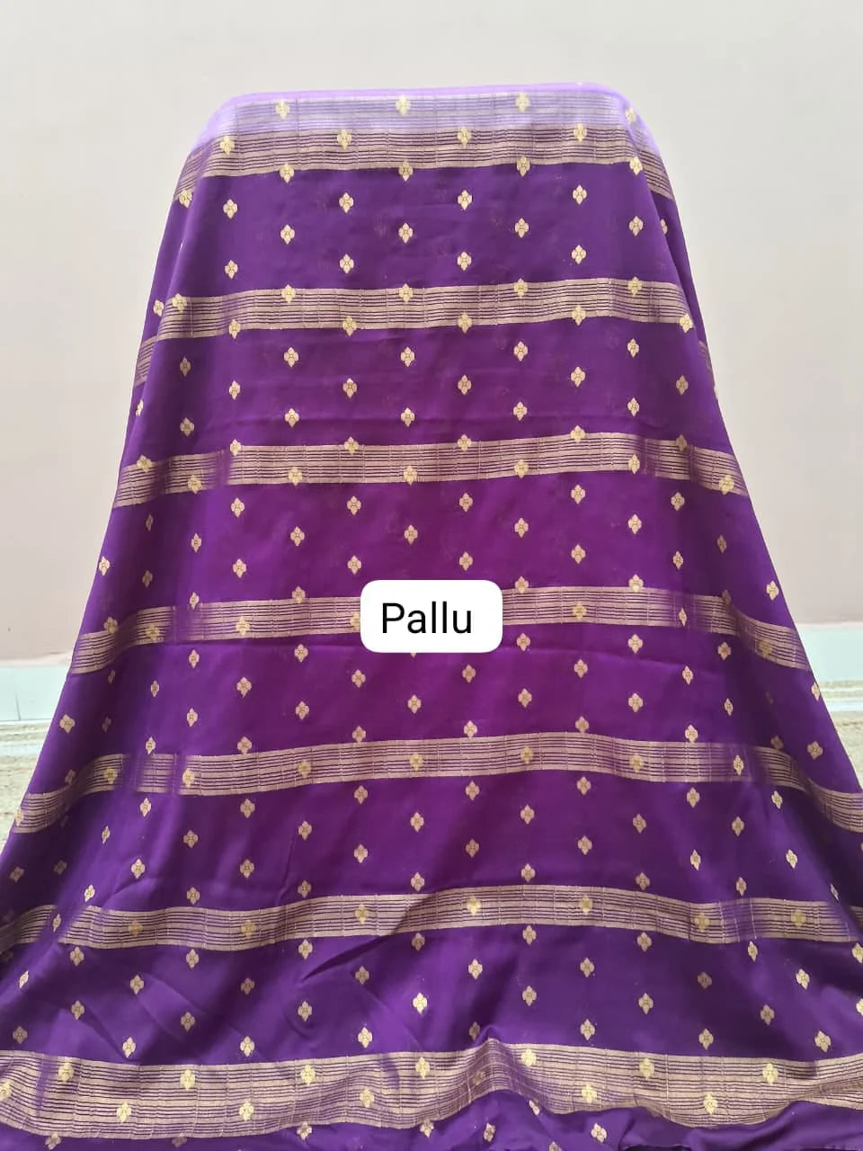 Lavender Mysore Crepe Silk Saree pallu