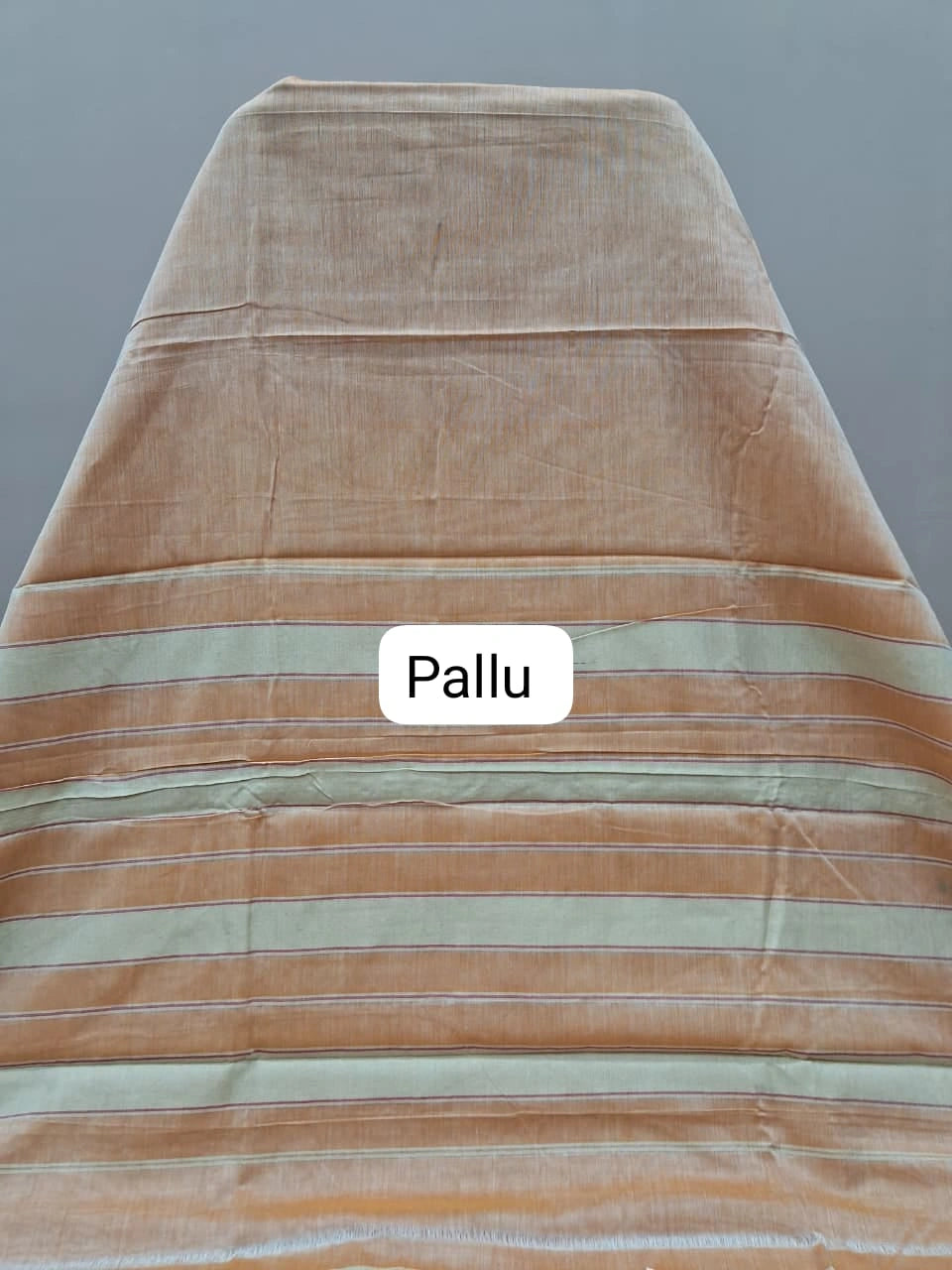 Light Orange Plain Narayanpet Cotton Saree pallu