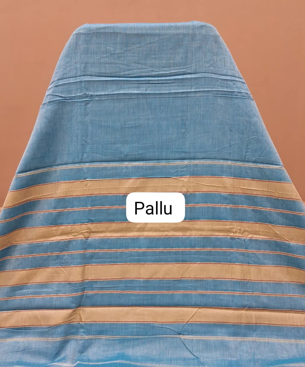 Baby Blue Plain Narayanpet Cotton Saree pallu
